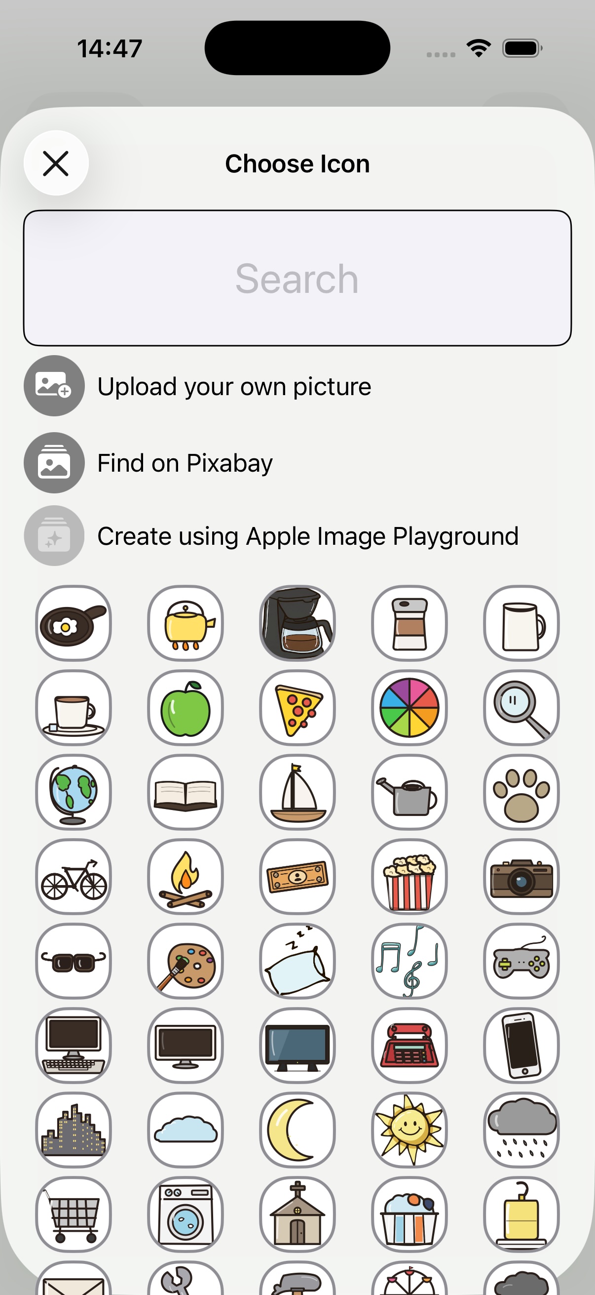 Icon library with over 130 icons for building picture schedules